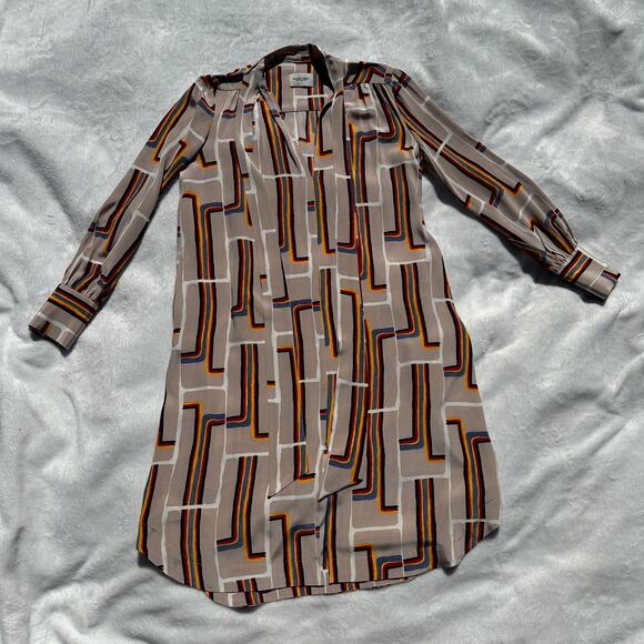 Rachel Comey Upland Dress 100% Silk Rainbow Print Tunic Shirt Dress Size 2 EUC - Picture 5 of 16